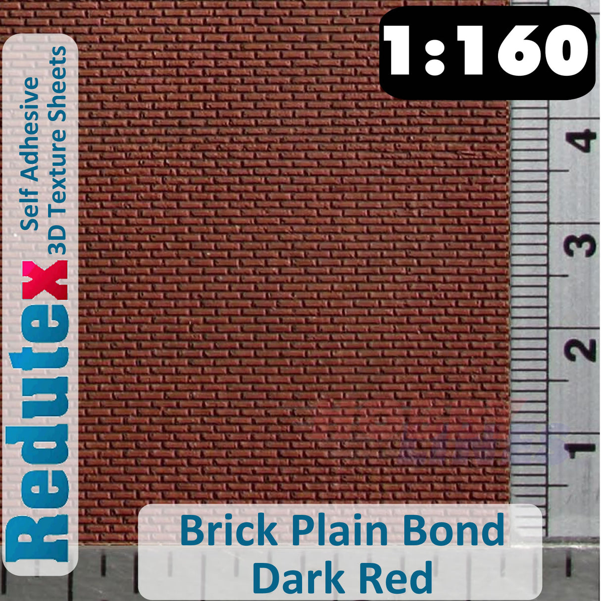 Redutex BRICK PLAIN BOND POLYCHROME Dk Red N 3D Flexible Texture Sheet 160LD113