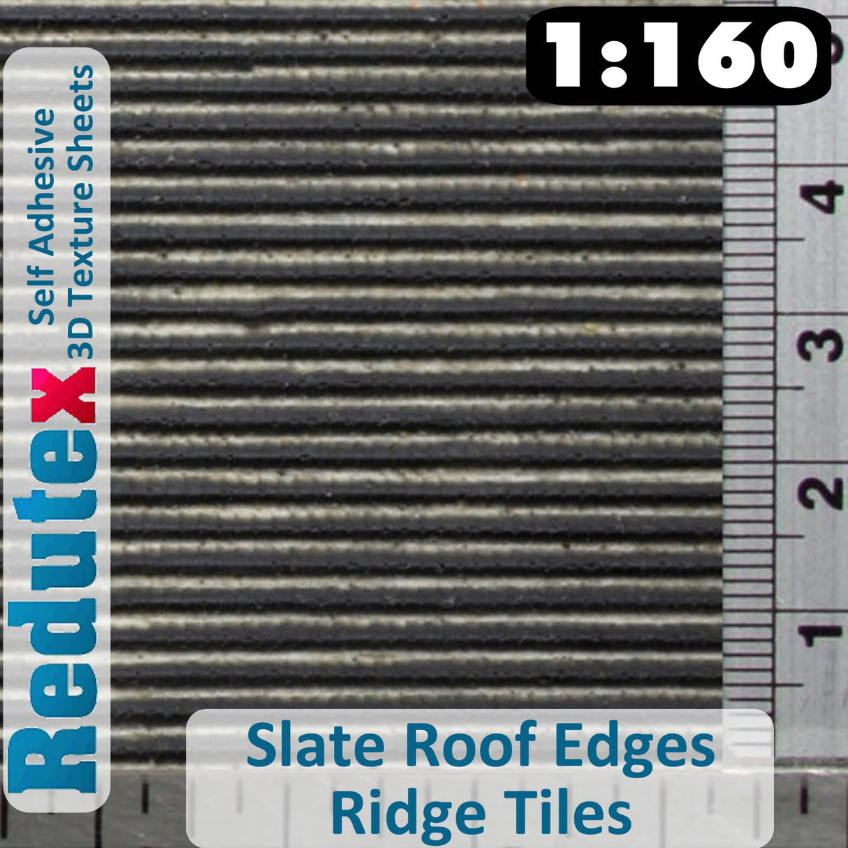 Redutex SLATE ROOF EDGES Black Ridge Tiles N 3D Flexible Texture Sheet 160RP111