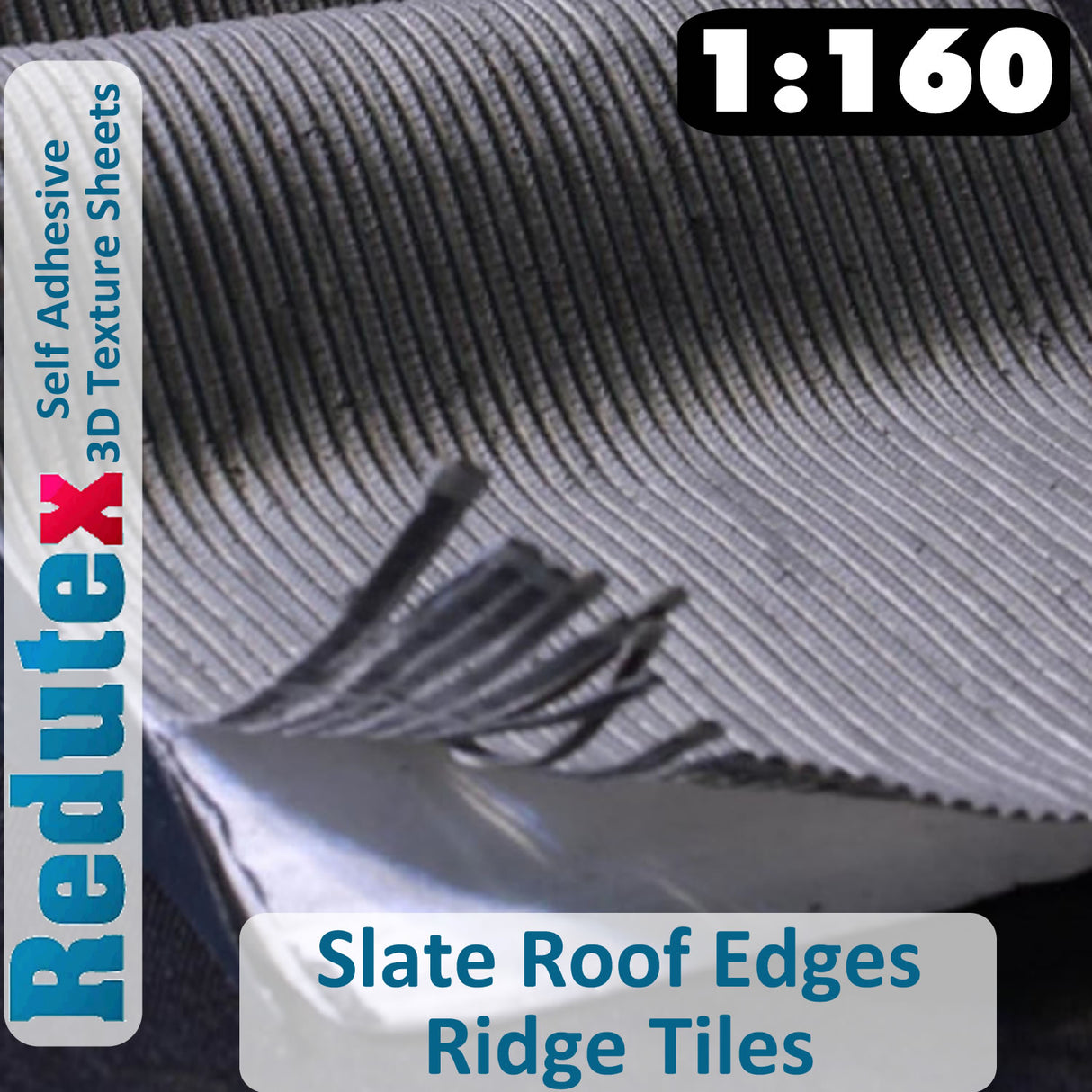 Redutex SLATE ROOF EDGES Black Ridge Tiles N 3D Flexible Texture Sheet 160RP111