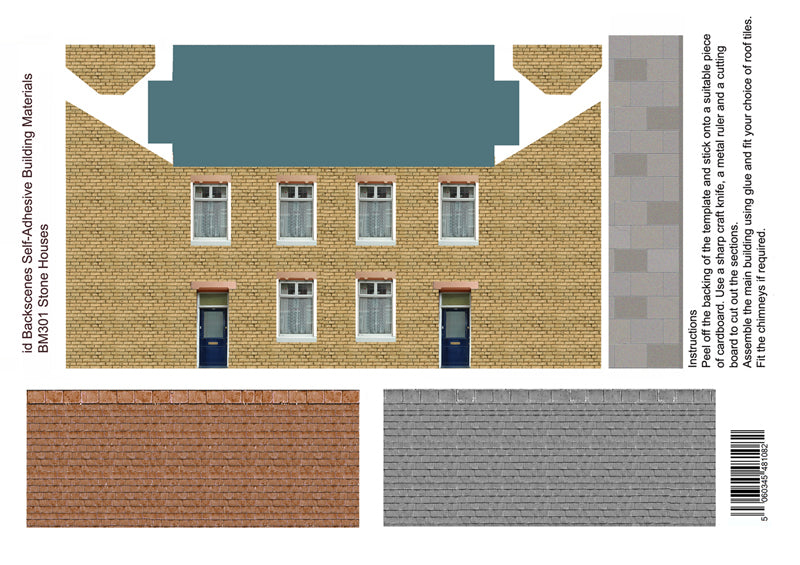 Dressed Stone Houses Self Adhesive Building Papers OO 1:76 Art Printers BM301
