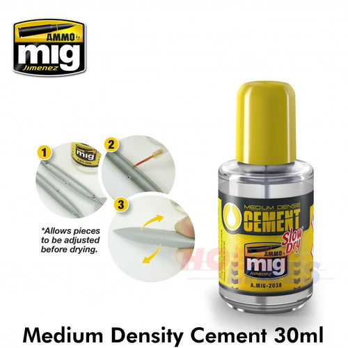 MEDIUM DENSITY CEMENT - SLOW DRY 30ml glue for plastic AMMO Mig Jimenez Mig2038