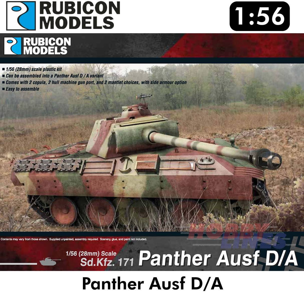 Panther Ausf D & A German Tank WWII Plastic Model Kit 1:56 Rubicon Models 280014