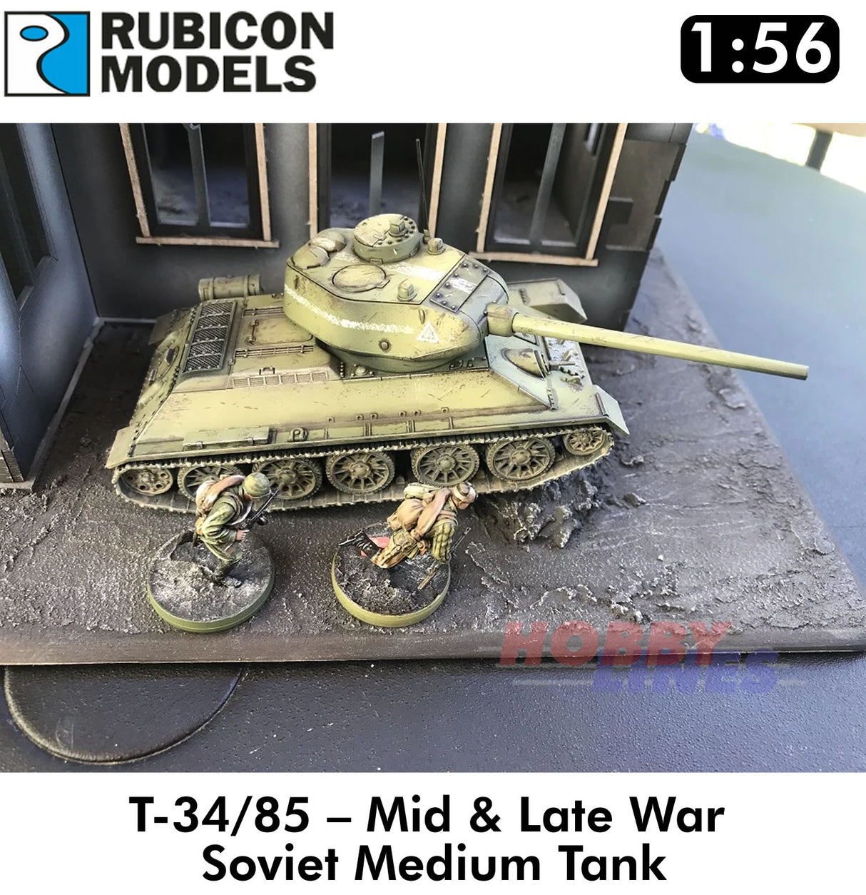 Soviet Medium Tank T-34/85 WWII Plastic Model Kit 1:56 Rubicon Models 280021
