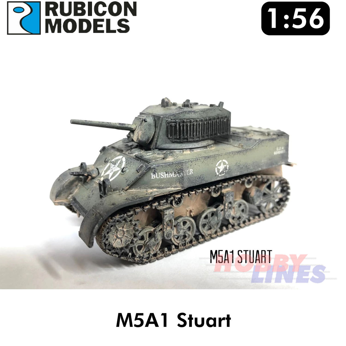 M5A1 Stuart / M5A1 Recce Tank WWII Plastic Model Kit 1:56 Rubicon Models 280023