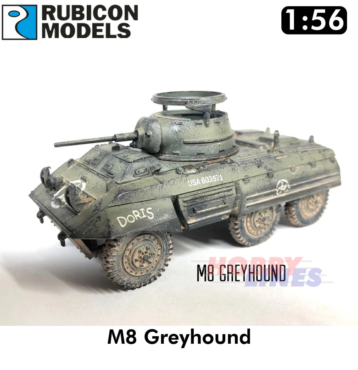 M8 Greyhound/M20 Scout Armoured Car Plastic Model Kit 1:56 Rubicon Models 280028
