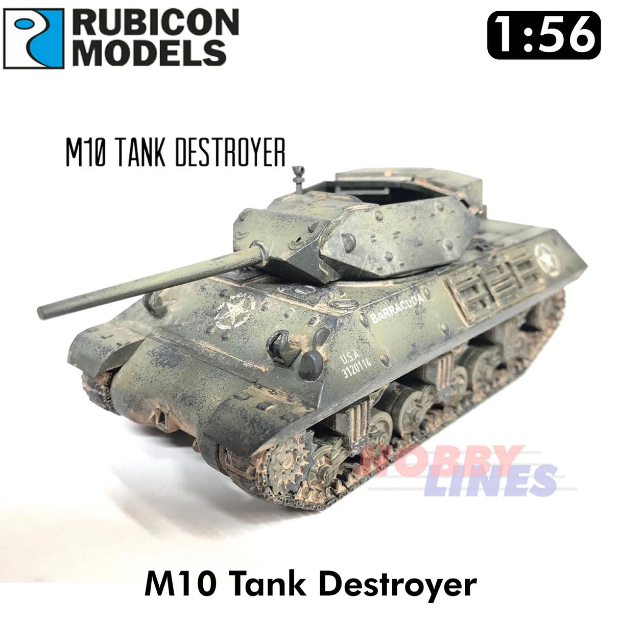 M10 Wolverine / M36 Jackson Tank Plastic Model Kit 1:56 Rubicon Models 280029