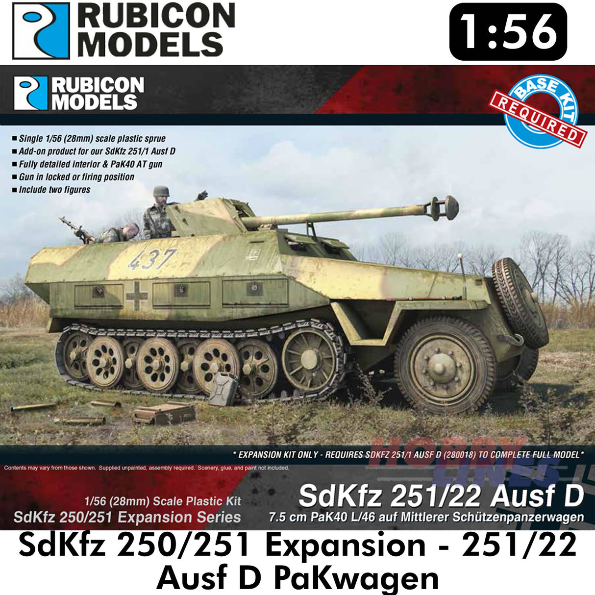 SdKfz 251/22 Ausf D Expansion Set only Plastic Model 1:56 Rubicon Models 280040