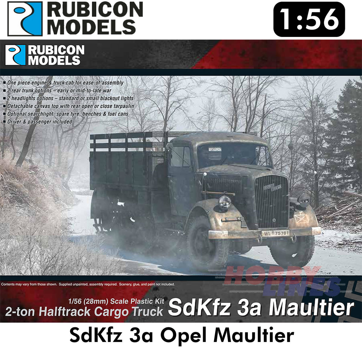 SdKfz 3a Opel Maultier 2 ton Half-Track Cargo Truck 1:56 Rubicon Models 280046