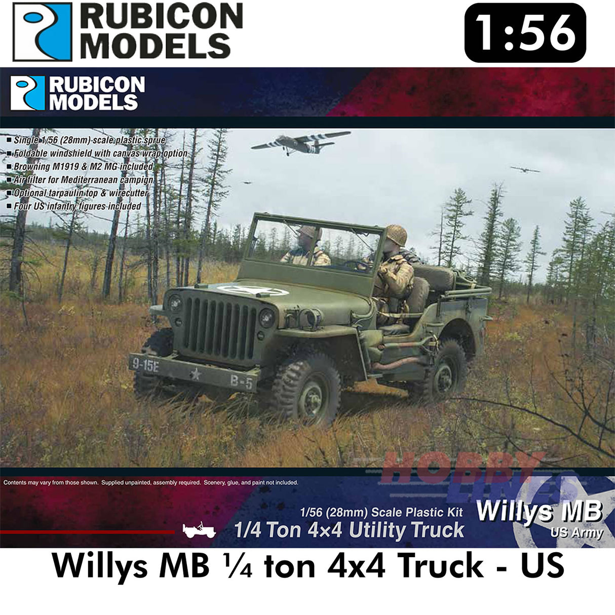 Willys MB ¬ ton 4x4 Truck (US Standard) Model Kit 1:56 Rubicon Models 280049