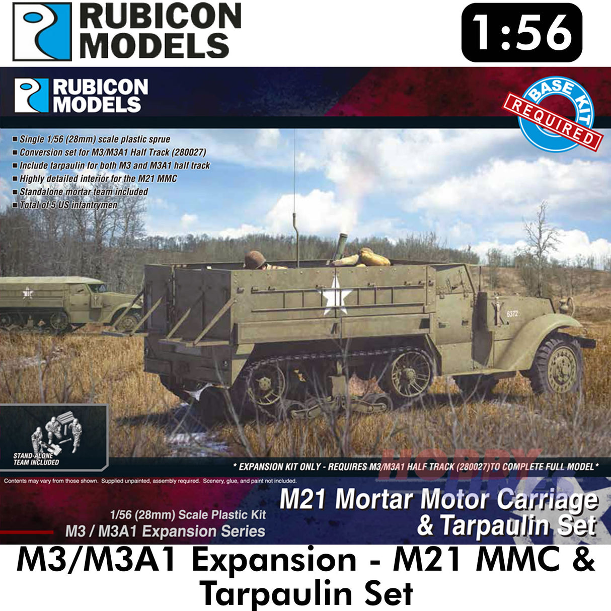 M3/M3A1 Expansion - M21 MMC & Tarpaulin Set Model Kit 1:56 Rubicon Models 280053