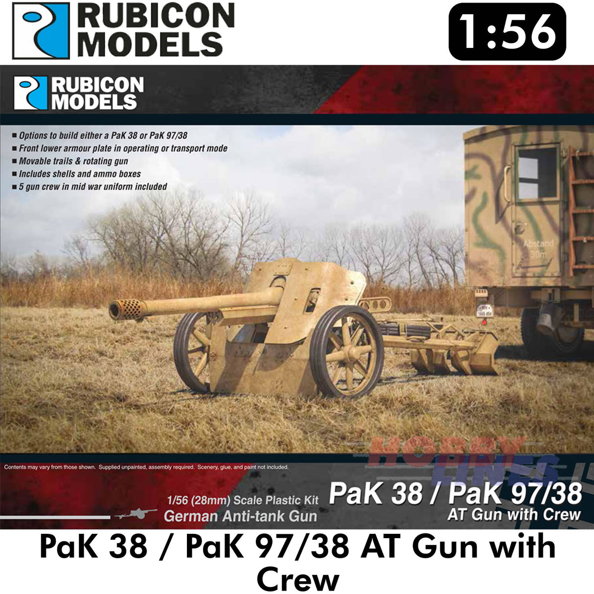 Pak 38 / Pak 97/38 AT Gun with Crew Model Kit 1:56 Rubicon Models 280058