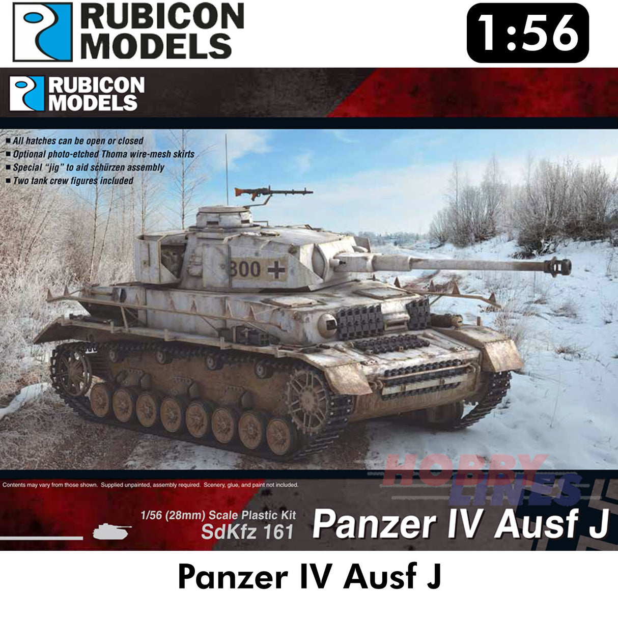 Panzer IV Ausf J 280078 German Tank Plastic Model Kit 1:56 Rubicon Models 280078