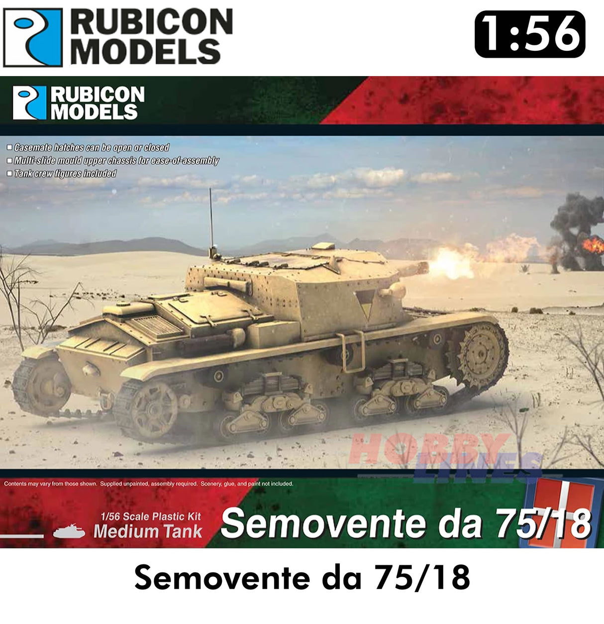 Semovente da 75/18 Tank Italian WWII Model Kit 1:56 Rubicon Models 280096