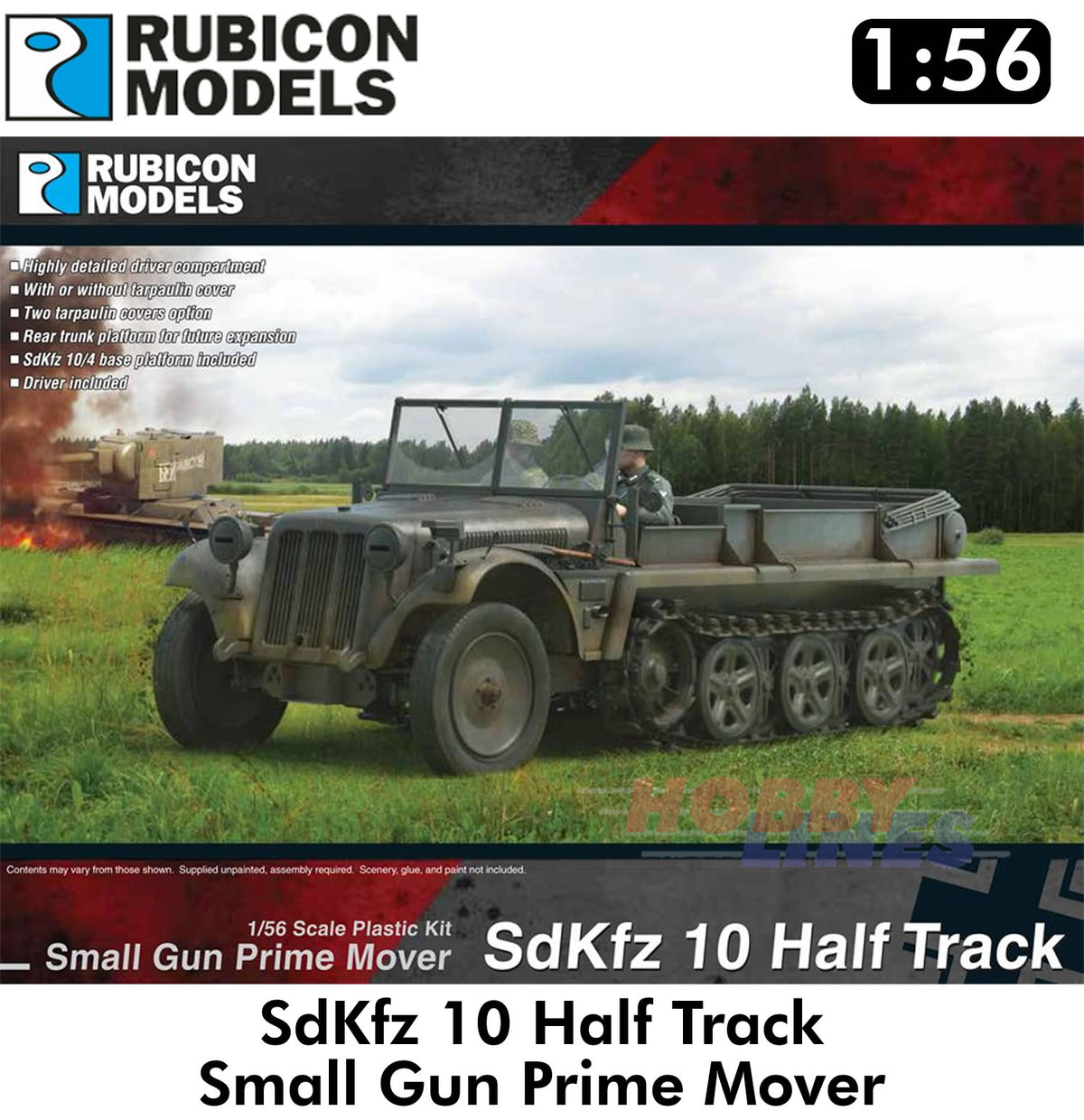 SdKfz 10 Half Track Small Gun Prime Mover Model Kit 1:56 Rubicon Models 280108