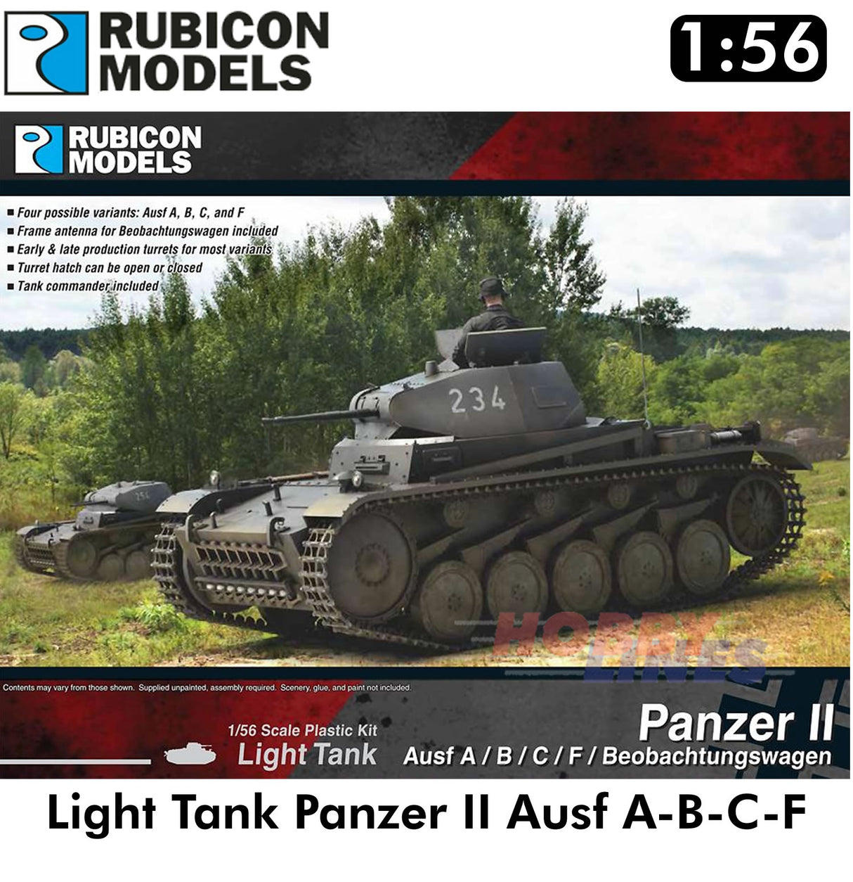 Rubicon Models Light Tank Panzer II Ausf A-B-C-F German WWII kit 1:56 280112