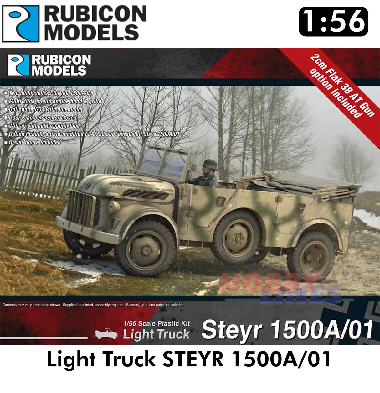 STEYR 1500A/01 Light Truck Plastic Model Kit 1:56 Rubicon Models 280113