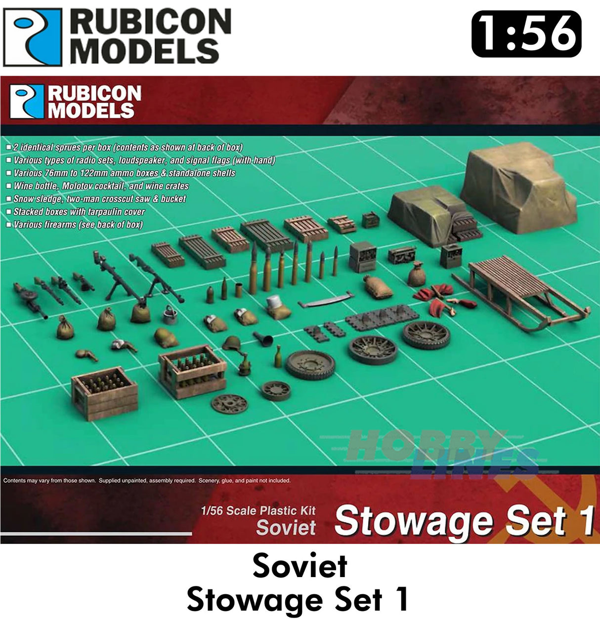 SOVIET STOWAGE SET 1 Diorama Plastic Model Kit 1:56 Rubicon Models 280117