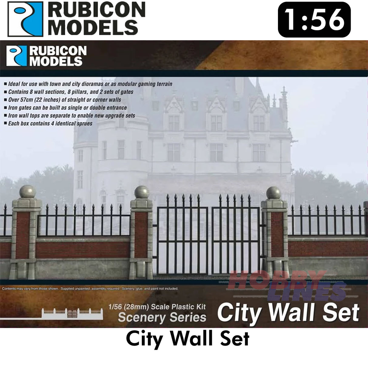 City Wall Set Diorama Plastic Model Kit 1:56 Rubicon Models 283003