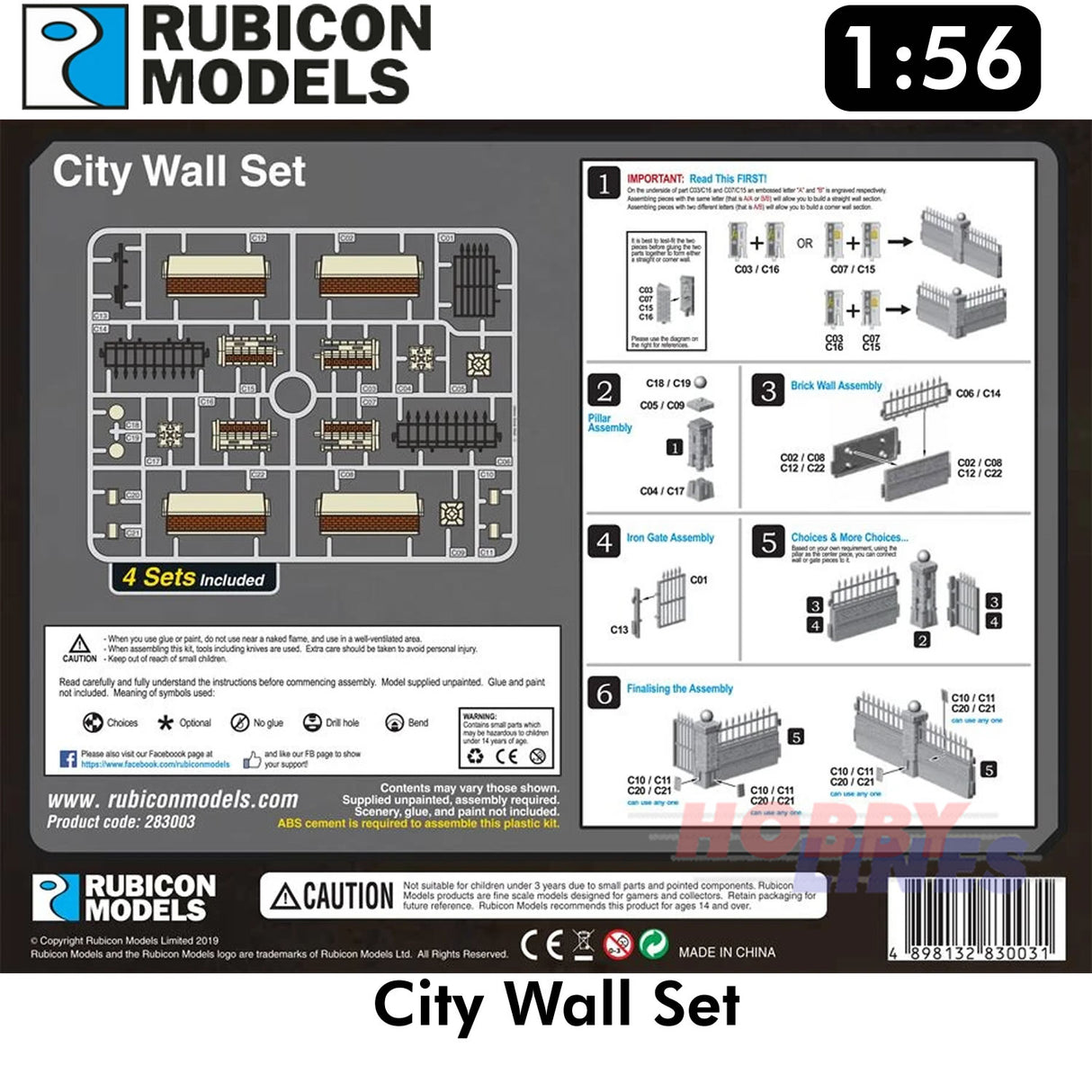 City Wall Set Diorama Plastic Model Kit 1:56 Rubicon Models 283003