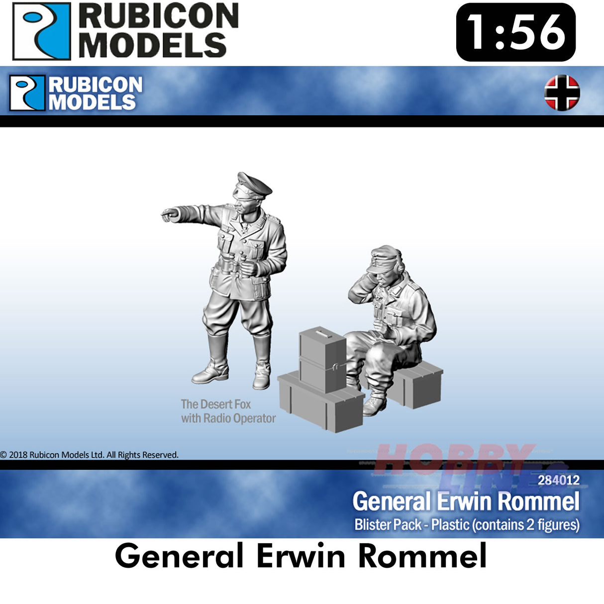 General Erwin Rommel Plastic Figures Model Kit 1:56 Rubicon Models 284012