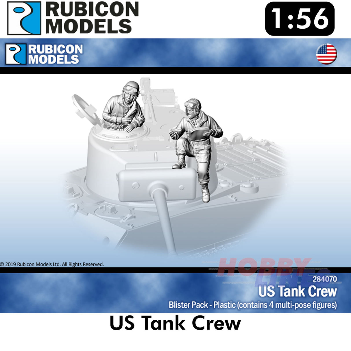 US Tank Crew Figures Plastic Model Kit 1:56 Rubicon Models 284070
