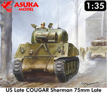 Load image into Gallery viewer, M4A3 COUGAR Sherman 75mm Late US Medium Tank WWII 1:35 kit ASUKA 35046
