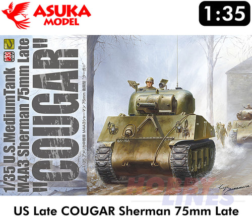 M4A3 COUGAR Sherman 75mm Late US Medium Tank WWII 1:35 kit ASUKA 35046