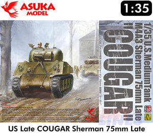 M4A3 COUGAR Sherman 75mm Late US Medium Tank WWII 1:35 kit ASUKA 35046