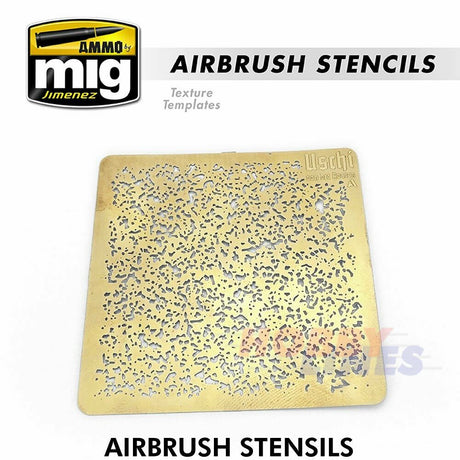 AIRBRUSH STENCILS photo etched x 3 6x6cmmottled effect AMMO Mig Jimenez Mig8035