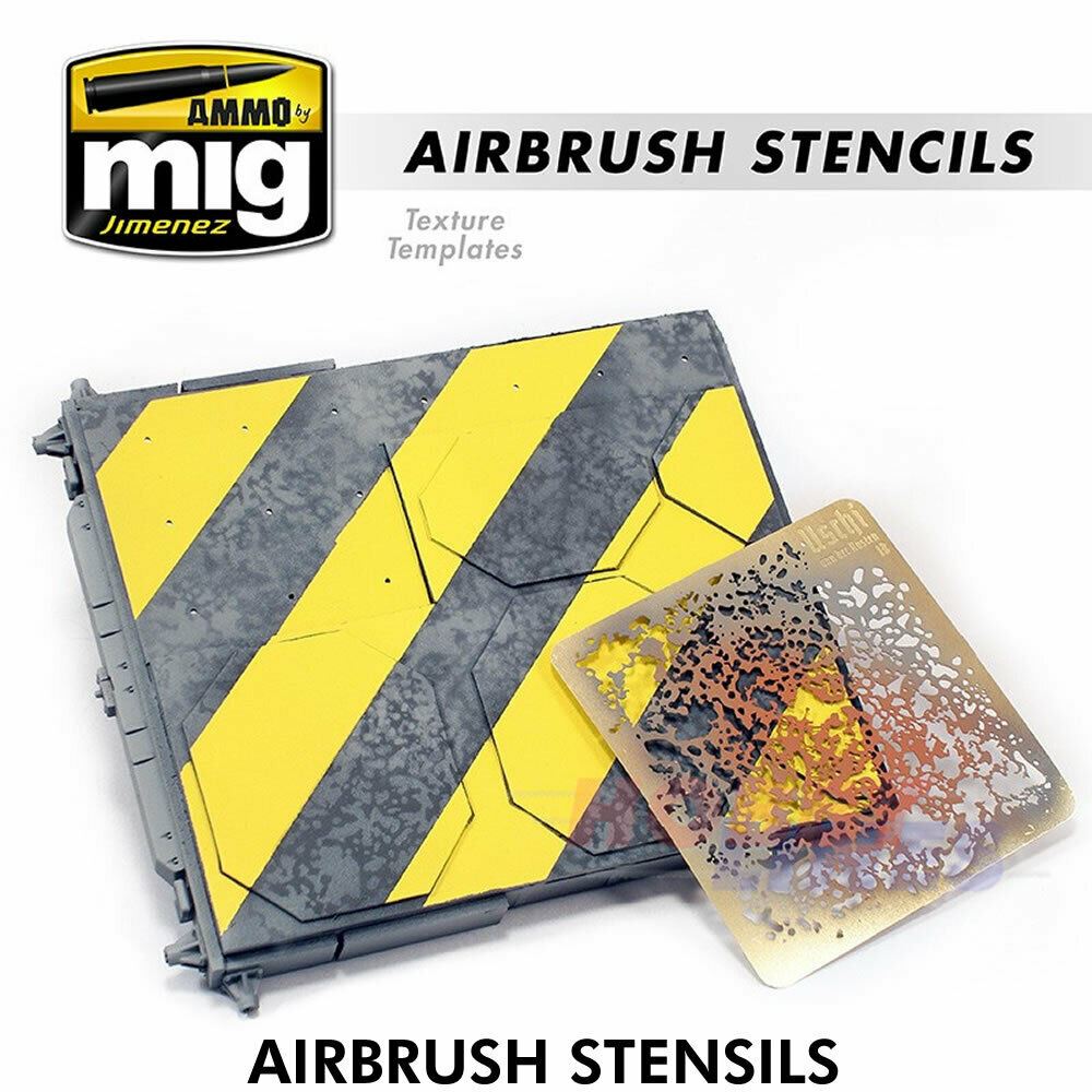 AIRBRUSH STENCILS photo etched x 3 6x6cmmottled effect AMMO Mig Jimenez Mig8035