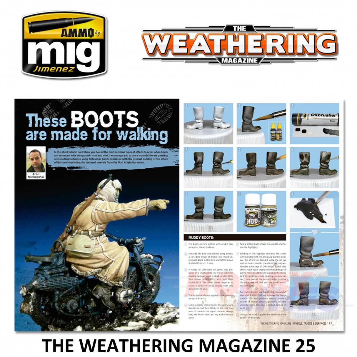 The Weathering Magazine 25 WHEELS, TRACKS & SURFACES Paperback Ammo Mig MIG4542