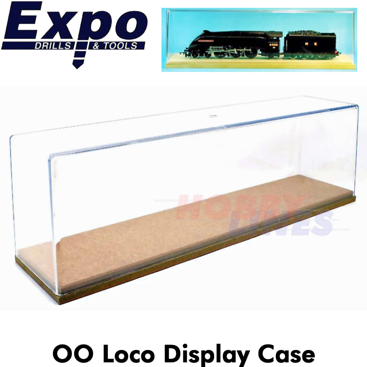 LOCOMOTIVE DISPLAY CASE OO Gauge Model MDF base 34x7.6x9.5cm Expo Tools 5000