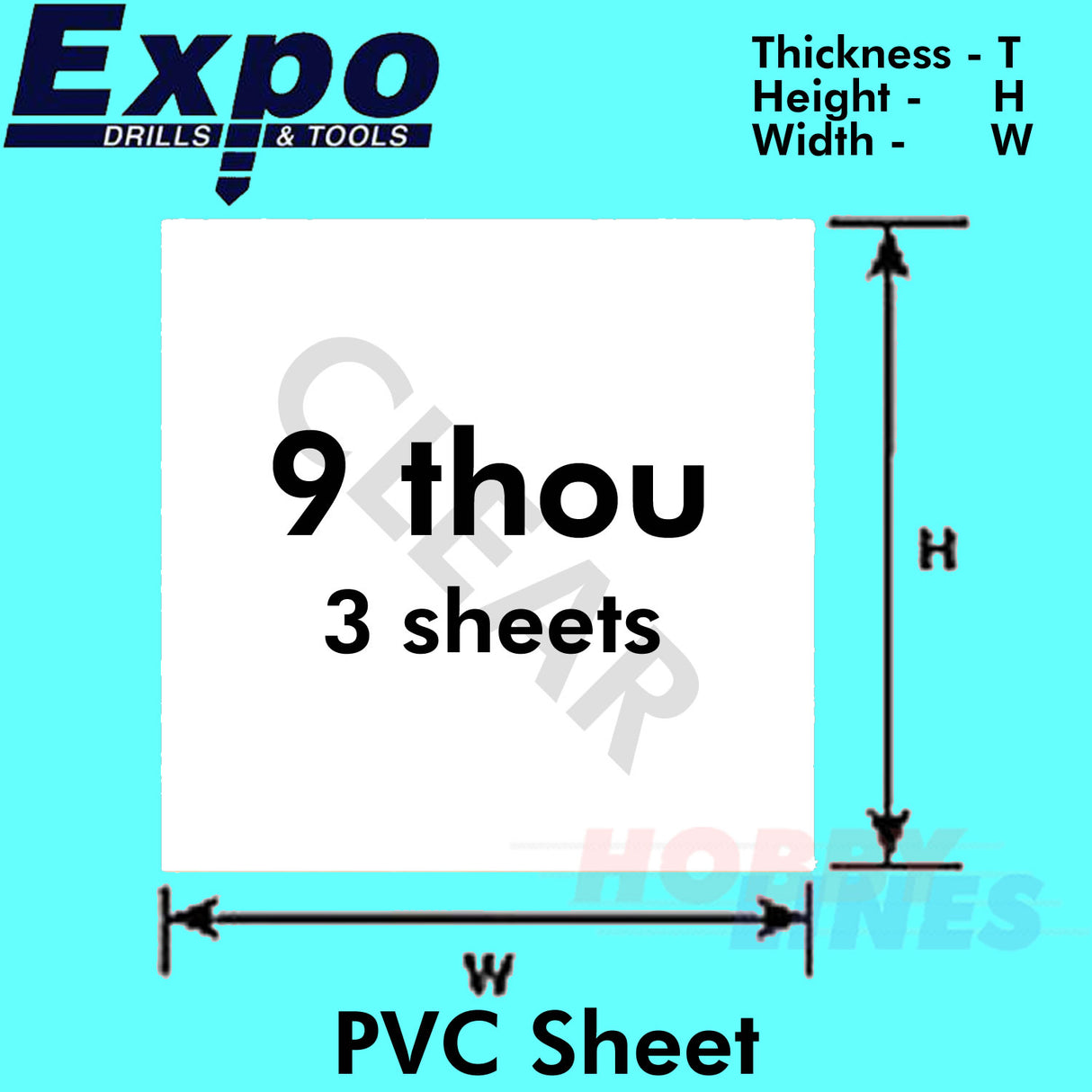 CLEAR PVC SHEET 0.22-0.42mm(9-17 Thou) 228 x 330mm pack 3 A4 plastic Expo Tools