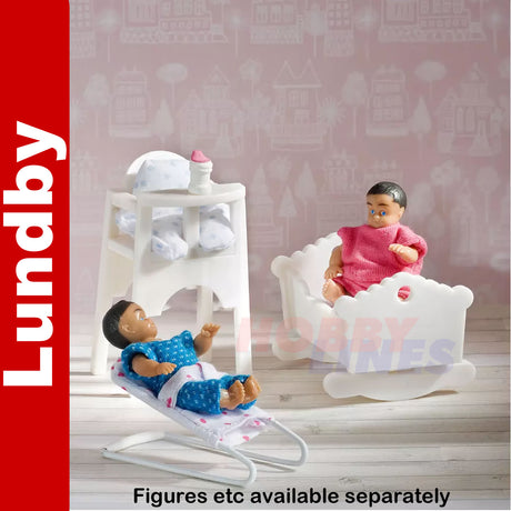 BABY FURNITURE SET Bouncer Chair Cradle  Doll's House 1:18th scale LUNDBY Sweden