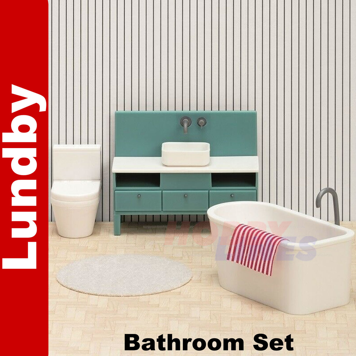 Basic BATHROOM SET Doll's House 1:18th scale LUNDBY Sweden 60-3068-00