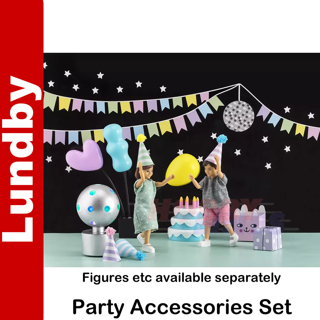 PARTY ACCESSORY SET light up Doll's House 1:18th scale LUNDBY Sweden