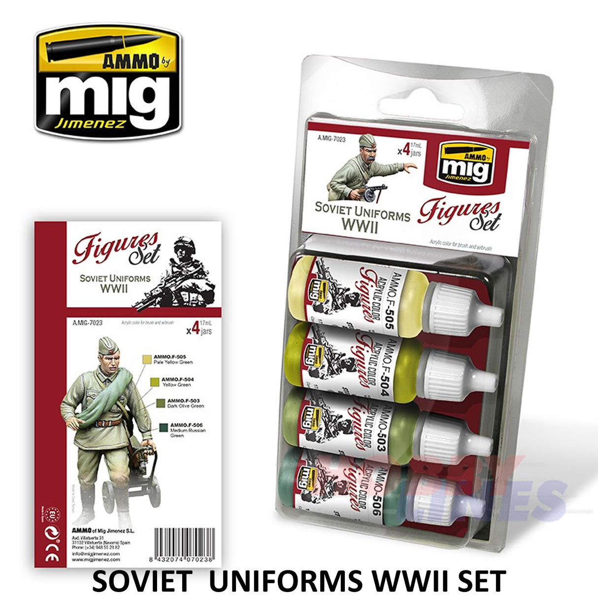 AMMO By Mig Jimenez SOVIET UNIFORMS WWII SET Mig7023 Paint Modelling