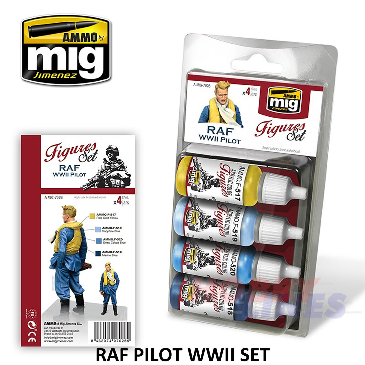 AMMO By Mig Jimenez RAF WWII PILOT UNIFORMS Mig7026 Paint Set