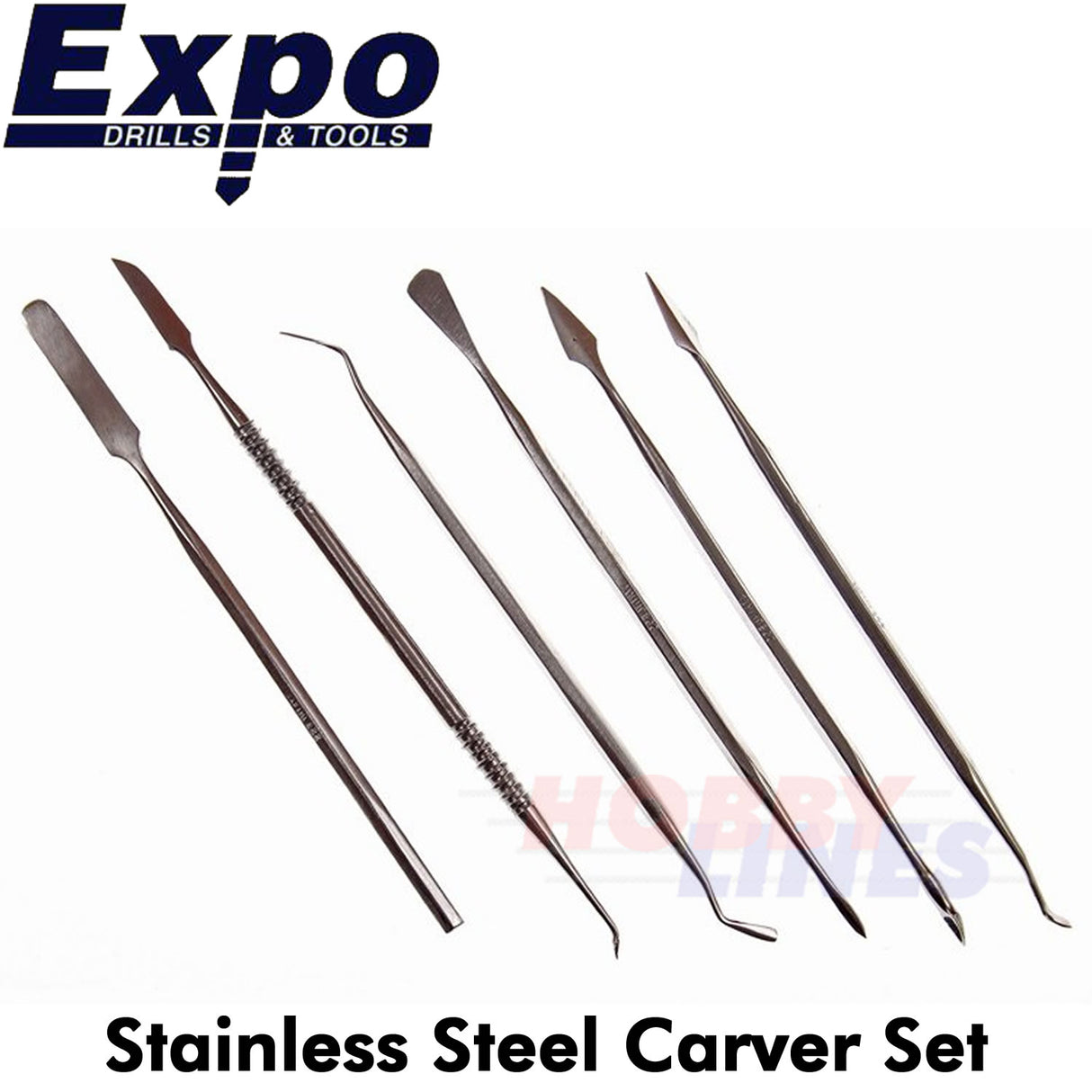 Carver Set 6pc Stainless Steel plastic wallet 11 shaped heads Expo Tools 70830