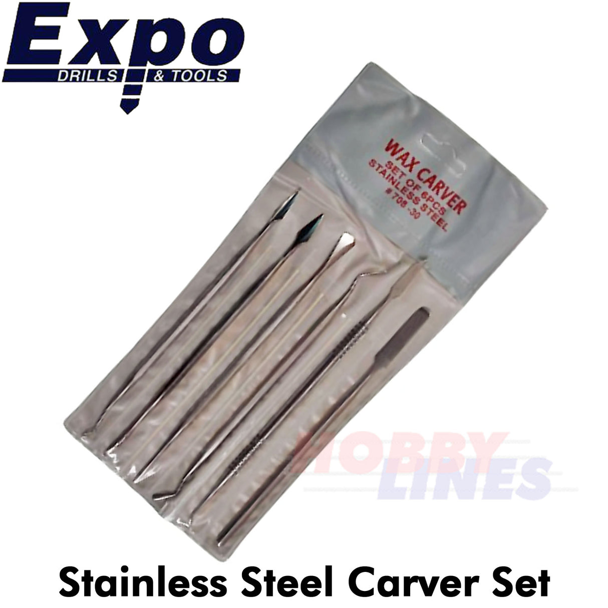 Carver Set 6pc Stainless Steel plastic wallet 11 shaped heads Expo Tools 70830