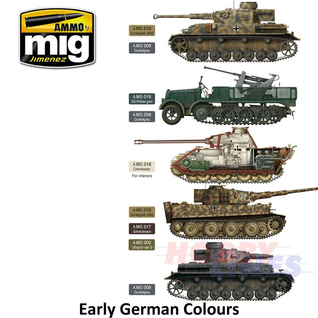 AMMO By Mig Jimenez EARLY GERMAN COLOURS ACRYLIC PAINT SET Mig7100 Paints