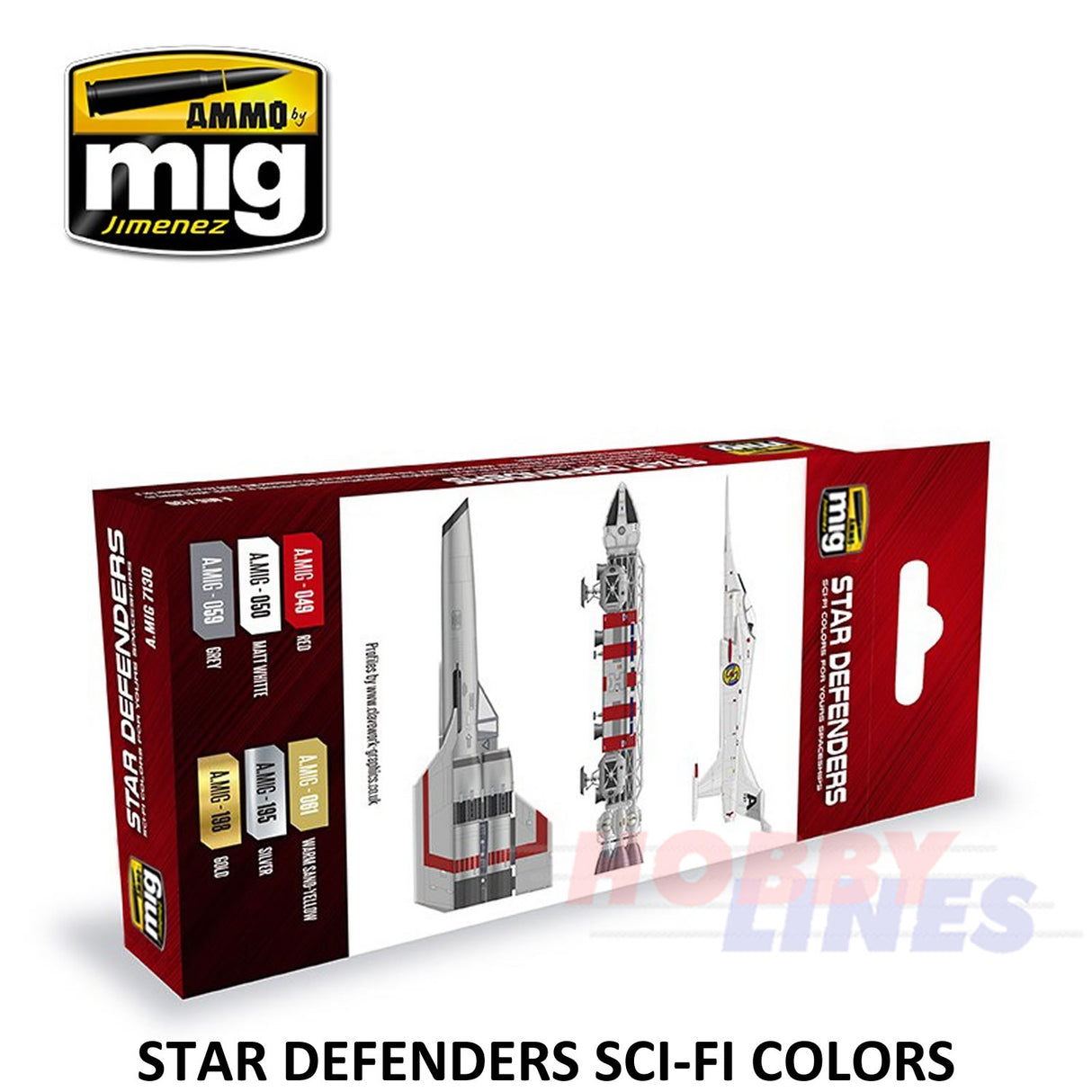 STAR DEFENDERS SCI-FI COLORS Set 6 jars 17mL Acrylic AMMO By Mig Jimenez Mig7130