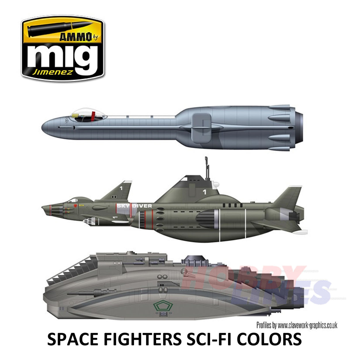 STAR FIGHTERS SCI-FI COLORS Set 6 jars 17mL Acrylic AMMO By Mig Jimenez Mig7131