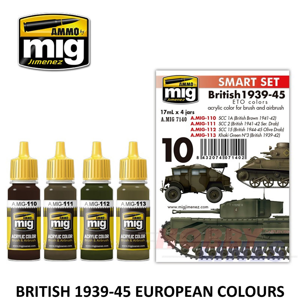 AMMO By Mig Jimenez Mig7140 BRITISH 1939-45 EUROPEAN COLOURS Paint Modelling