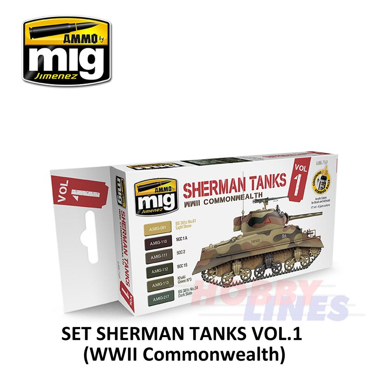 AMMO By Mig Jimenez Mig7169 SHERMAN TANKS VOL 1 ACRYLIC PAINT SET Modelling
