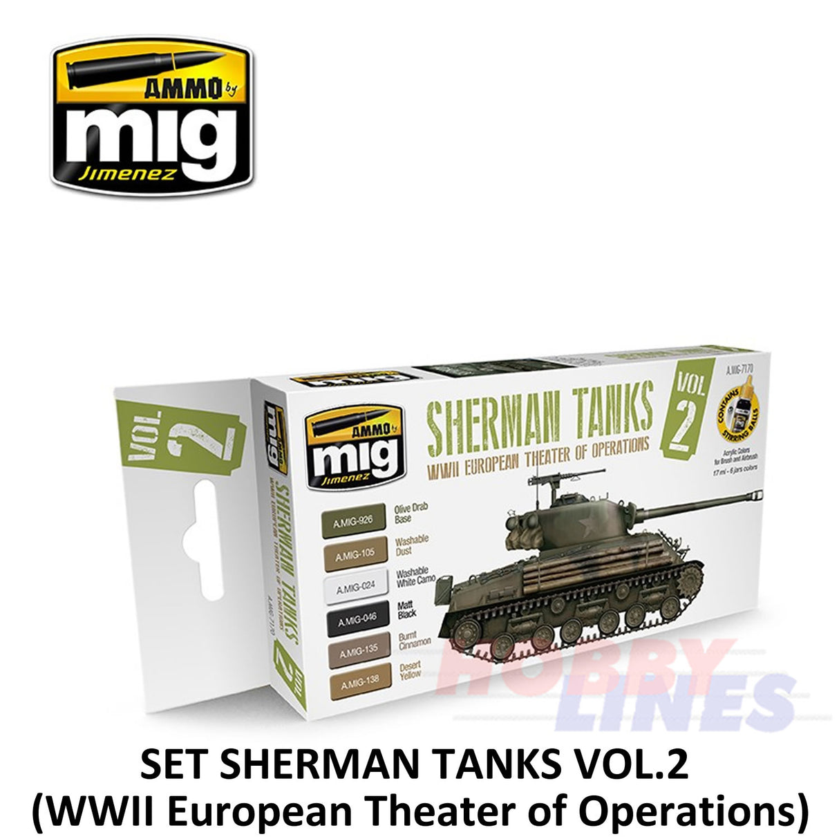 AMMO By Mig Jimenez Mig7170 SHERMAN TANKS VOL 2 ACRYLIC PAINT SET Modelling