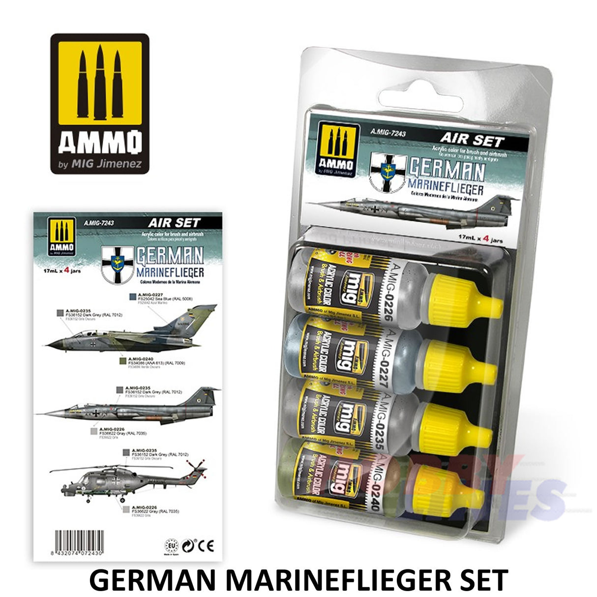 GERMAN MARINEFLIEGER COLOURS PAINT SET AMMO By Mig Jimenez Mig7243
