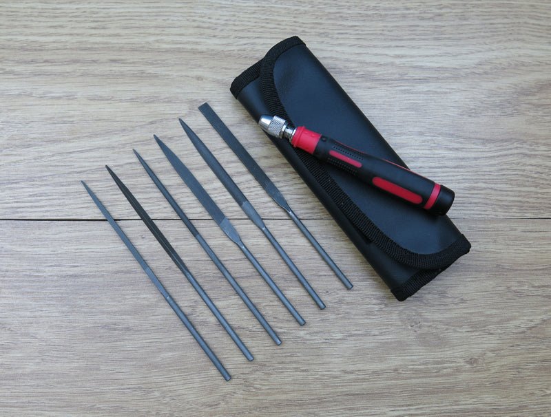 Needle File Set 6pc & Handle Superior Steel in wallet Expo Tools72504