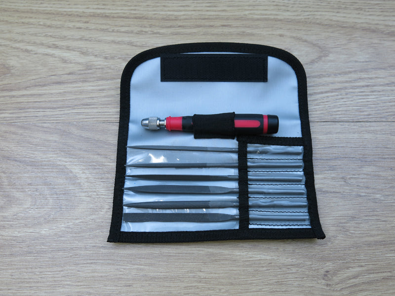 Needle File Set 6pc & Handle Superior Steel in wallet Expo Tools72504