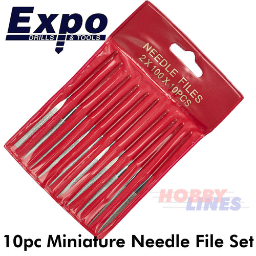 Diamond Needle Files 10pc Mini Set round flat hand square etc Expo Tools 72506